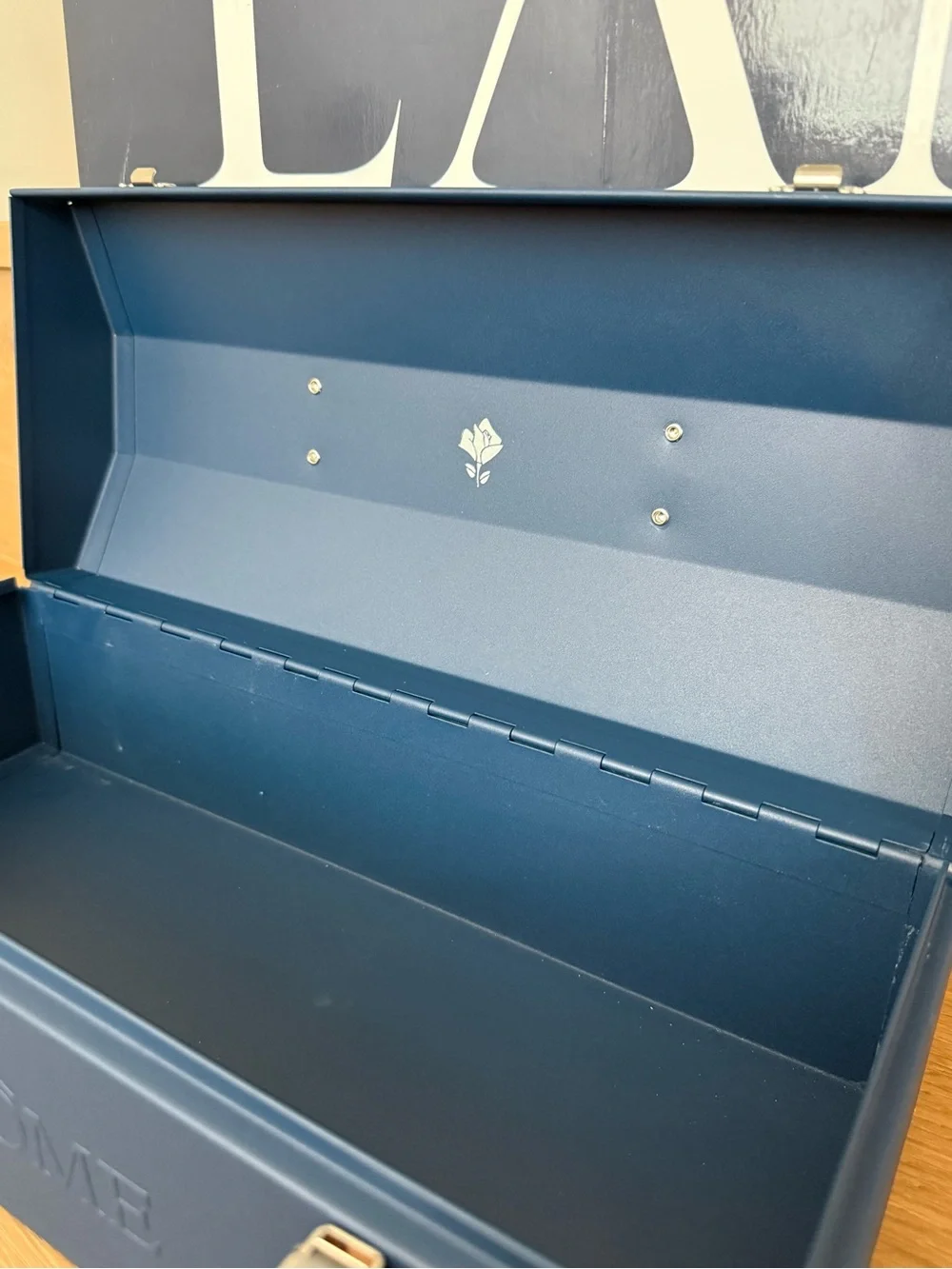 Lancome Navy Blue Makeup Train Case  Silver Hardware rare promo influencer item